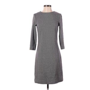 Peserico Herringbone Sheath Dress Womens 44 8 US Gray 3/4 Sleeve Crew Neck Mini